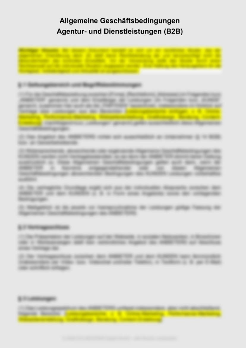 AGB für Agentur- & Dienstleistungen