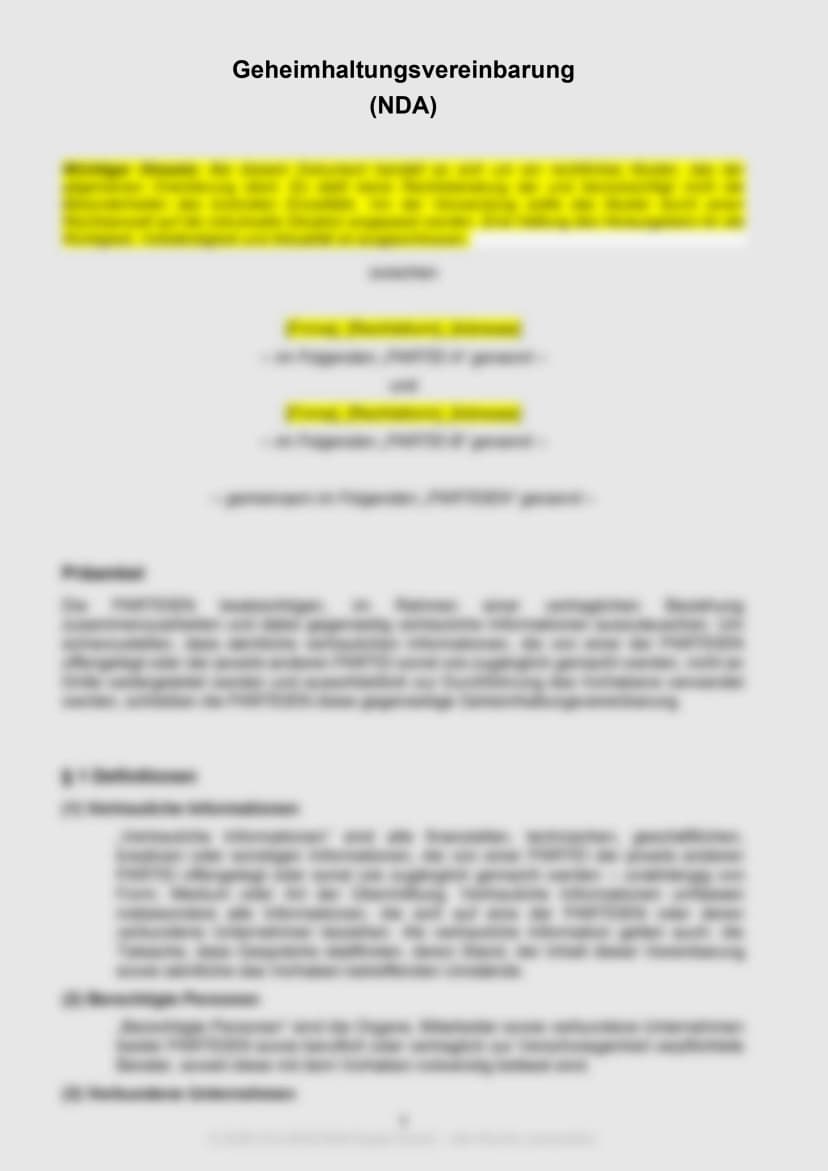 NDA – Geheimhaltungsvereinbarung